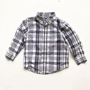 Gymboree navy/white plaid button down shirt EUC 3T